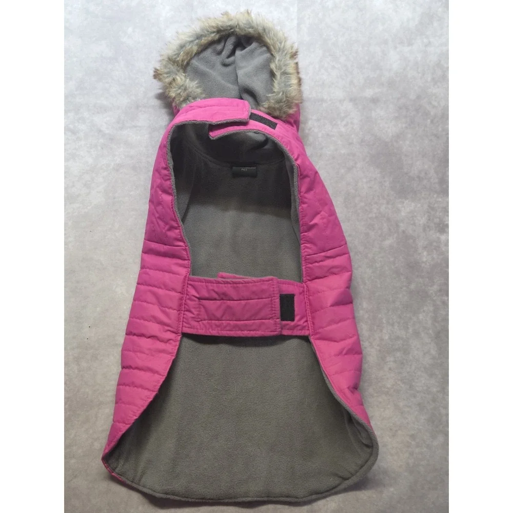 NEW Eddie Bauer Hooded Dog Pet Lined Parka Jacket Coat Hood Pink Large 18-21